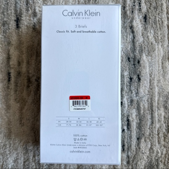 Calvin Klein Underwear Men’s 100% Cotton Classic Fit Briefs 3 Pack Size Medium - Picture 3 of 3